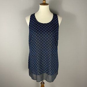 CAbi Scallop Top - Sleeveless, Blue, Black & White, Size XS